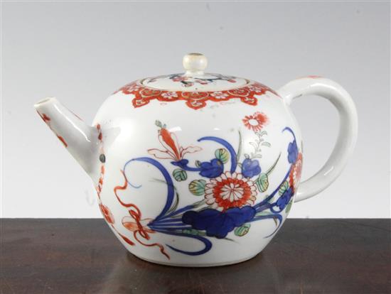 A Japanese Arita globular teapot, c.1700-20, height 11cm, slight faults